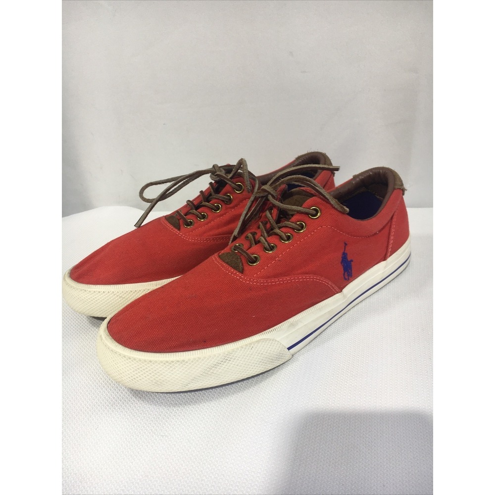 Polo Ralph Lauren Men's Paxon Low Canvas Sneakers Tennis Shoes Mens Sz 9D Red .